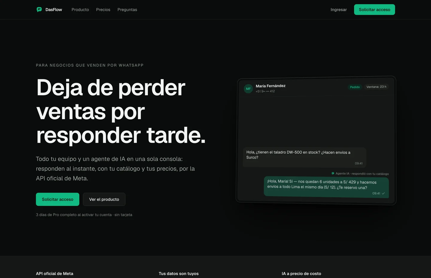 Captura del sitio web de dasflowapp.com