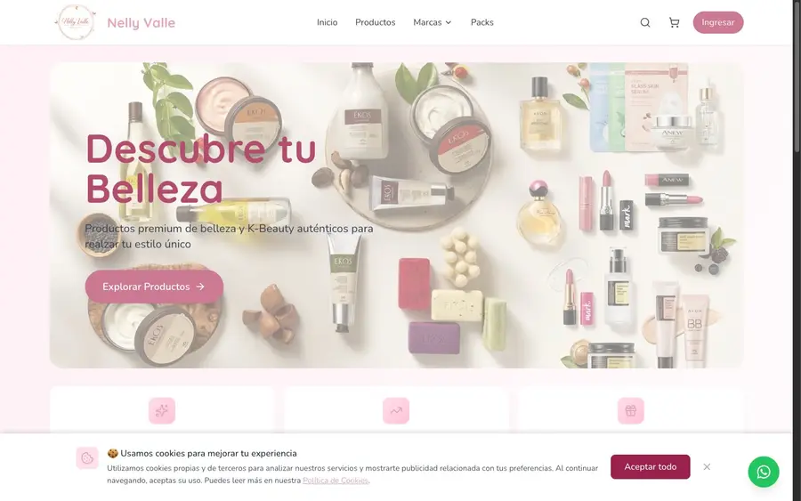 Captura del sitio web de nellyvallebeauty.com