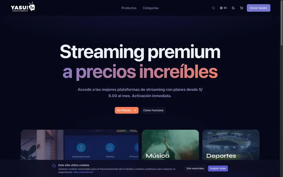 Captura del sitio web de yasuitv.com